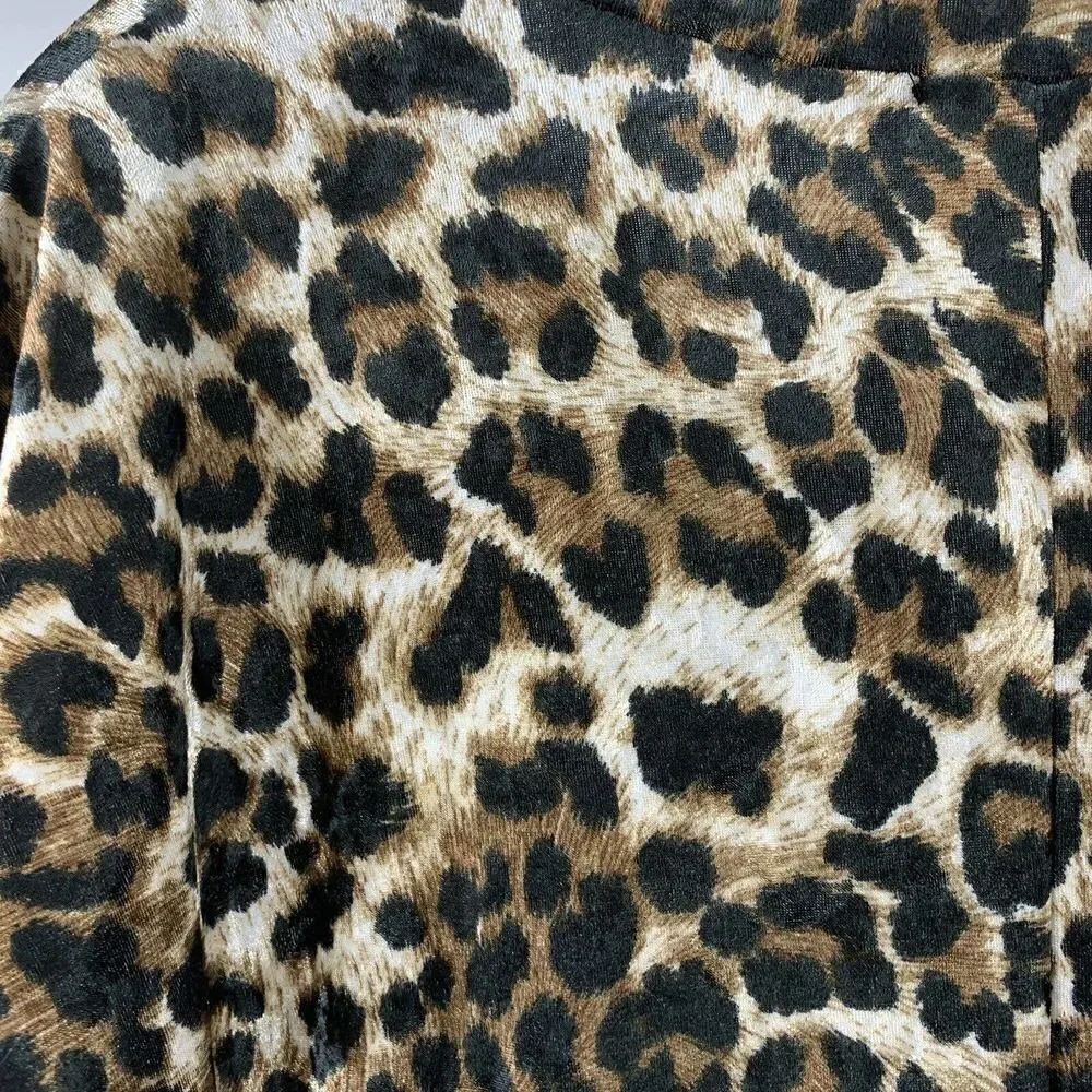 Leopard Print Velvet Long Sleeve Mini Dress Medium - Picture 6 of 8